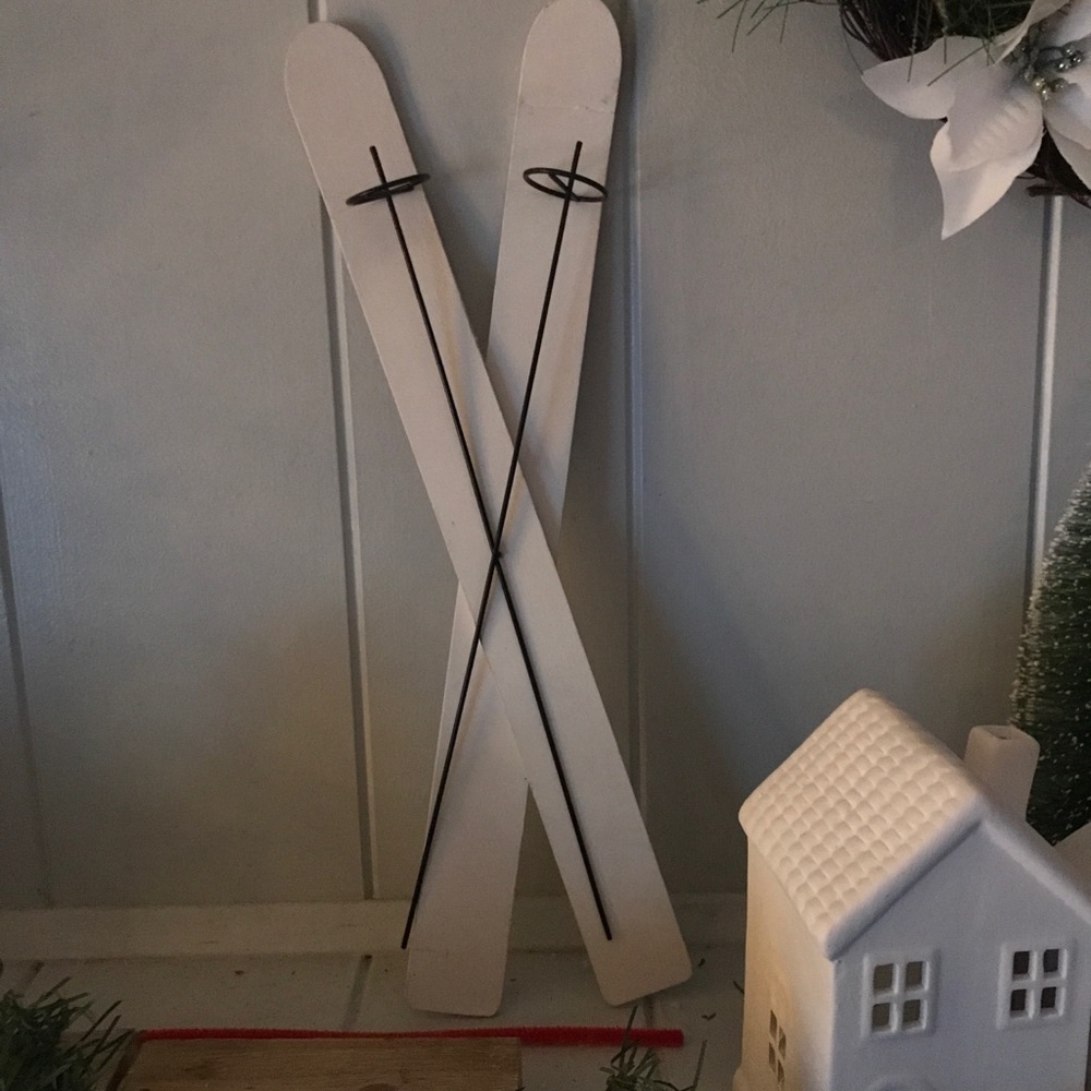 target white wood ski